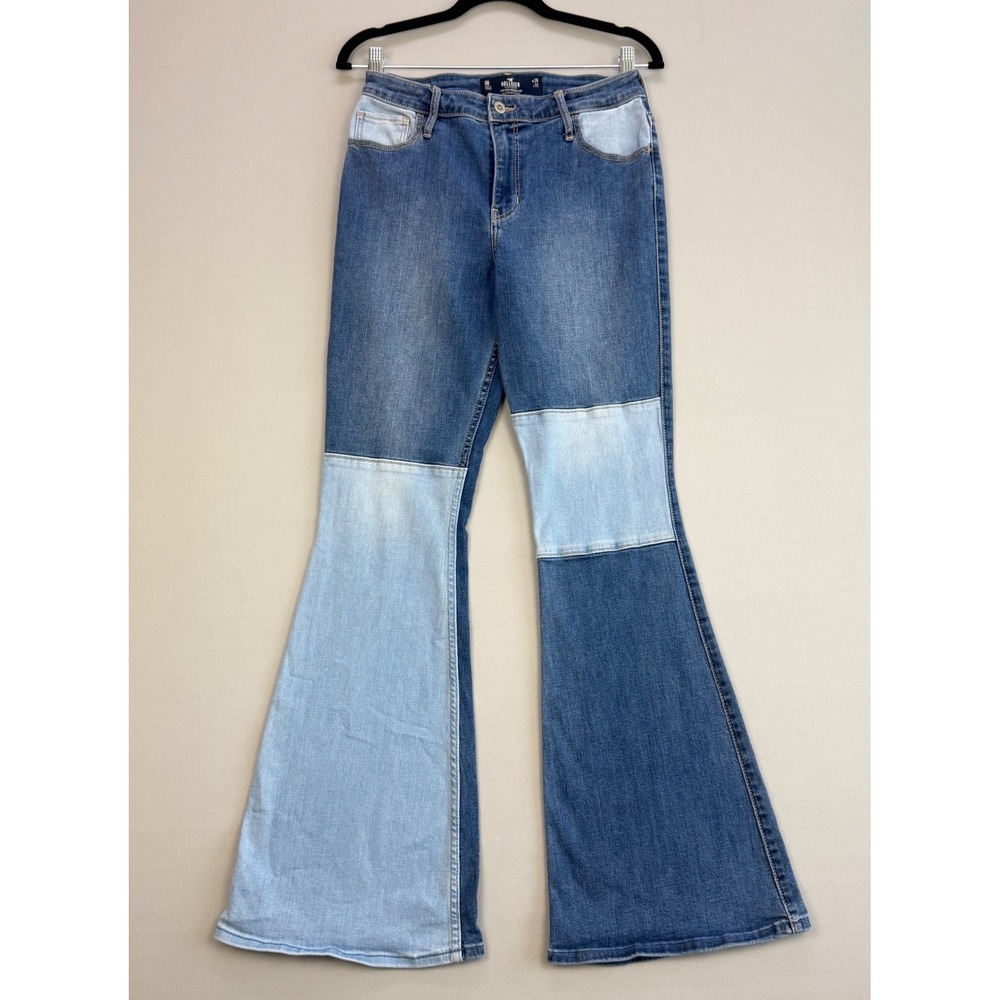 Hollister High Rise Vintage Flare Patchwork Jeans Y2K Retro 70s Stretch 29x32